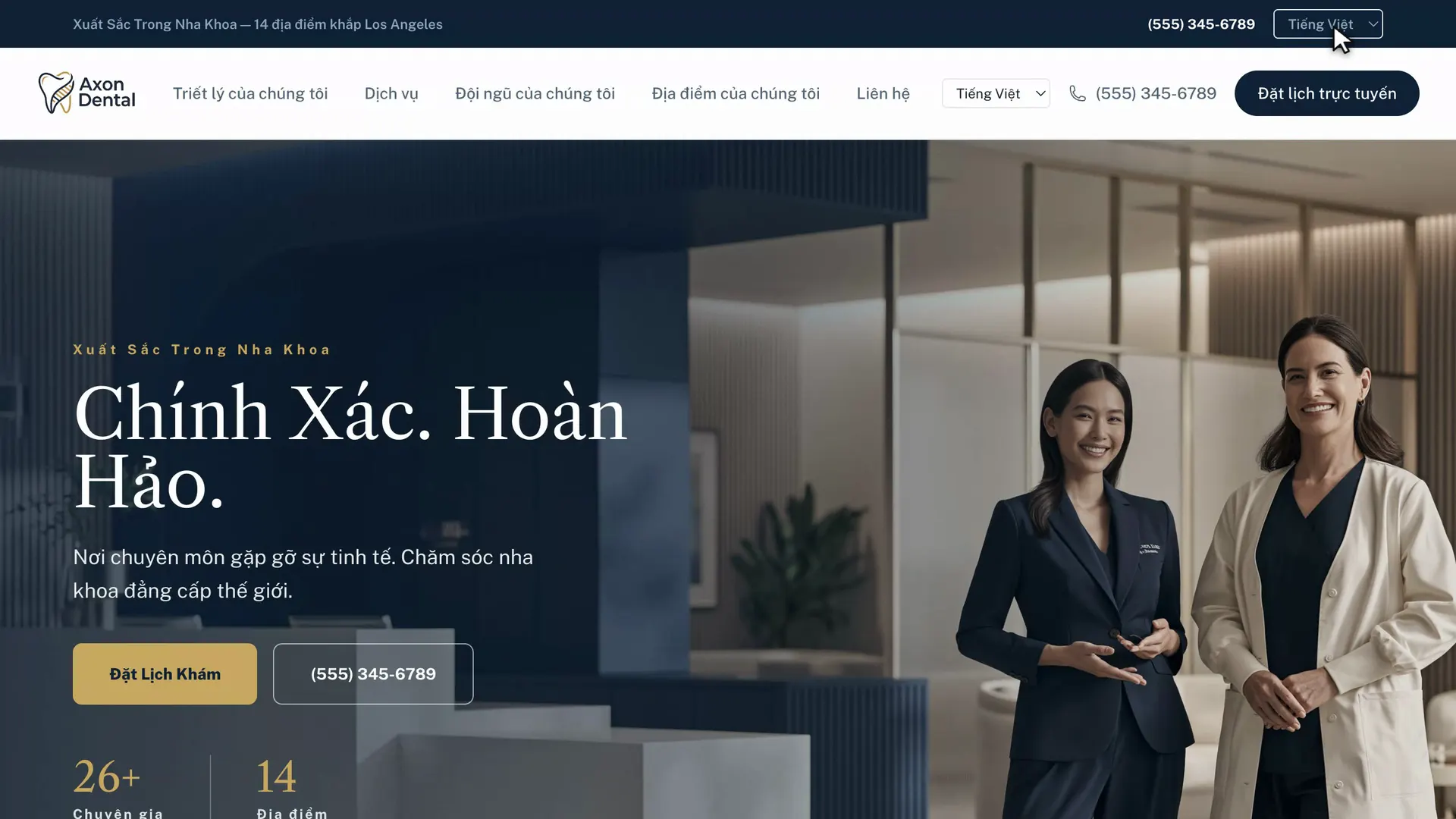 The practice website, in five languages